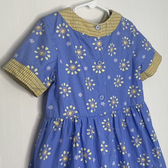 Vintage CC Bates Cotton Plaid Floral Short Sleeve Dress Size 5/6 - Picture 8 of 10